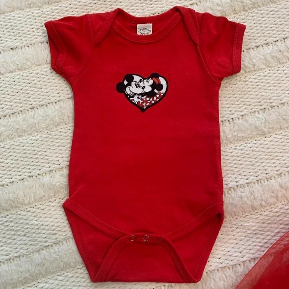 Mickey and Minnie Mouse Red Bodysuit with Tulle Tutu NEW